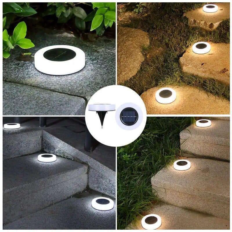 4 LED disque sol jardin solaire alimenté chemin jardin lampe étanche extérieur sol lumière souterraine lumière pour paysage.