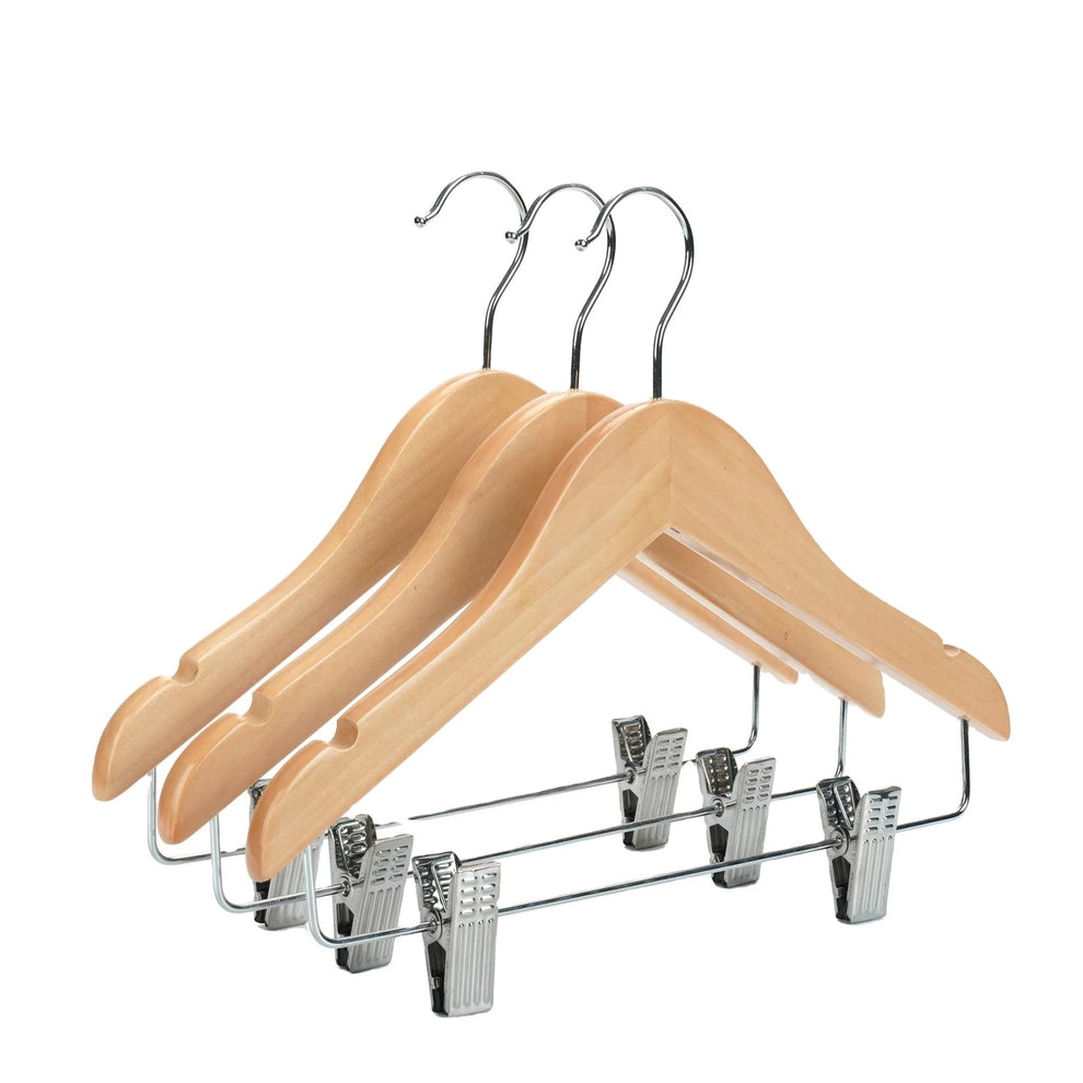 12 Cintres en bois avec pinces pour pantalons antirouille, lot de 12