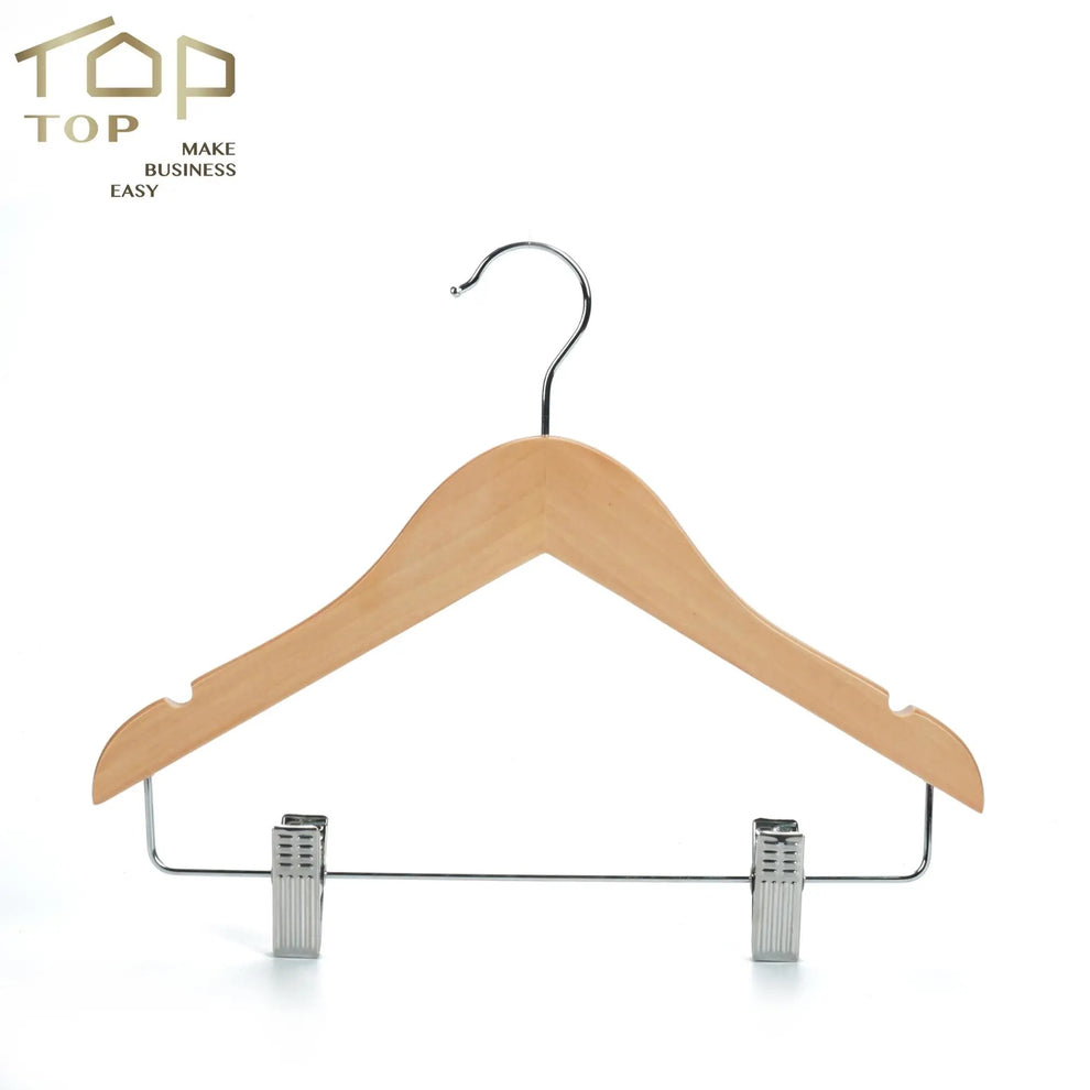 12 Cintres en bois avec pinces pour pantalons antirouille, lot de 12