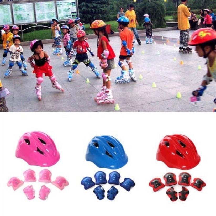 7 pièces/ensemble Coude Genouillères Casque de Planche À Roulettes Multi Sport Équipement De Protection pour Enfants avec coude.