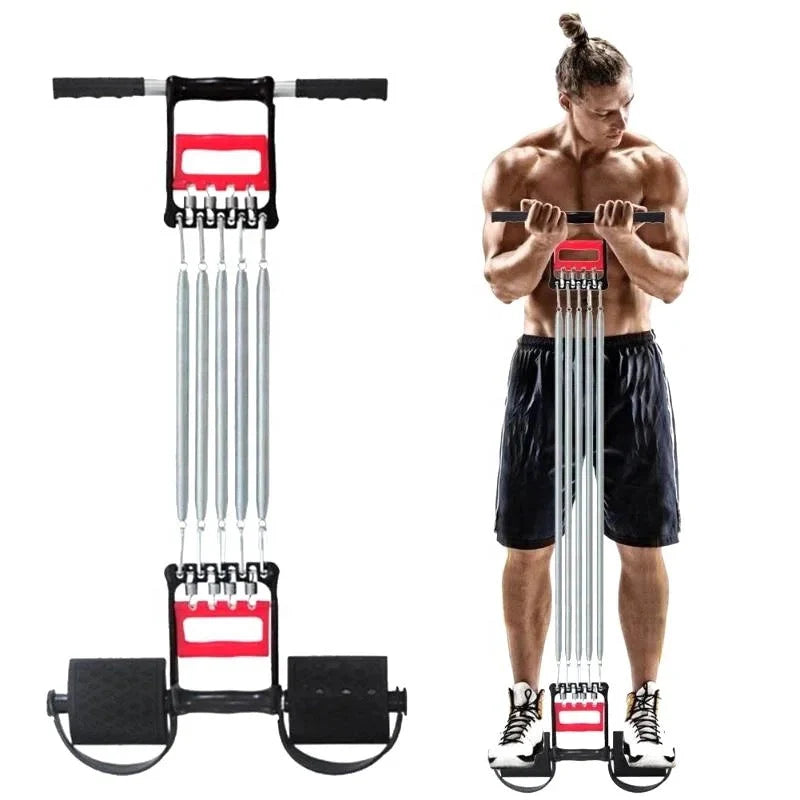 Appareil de fitness trois en un, extenseur de poitrine à ressort, rehausseur de force de préhension, pédale, corde de traction avec 5 ressorts métalliques
