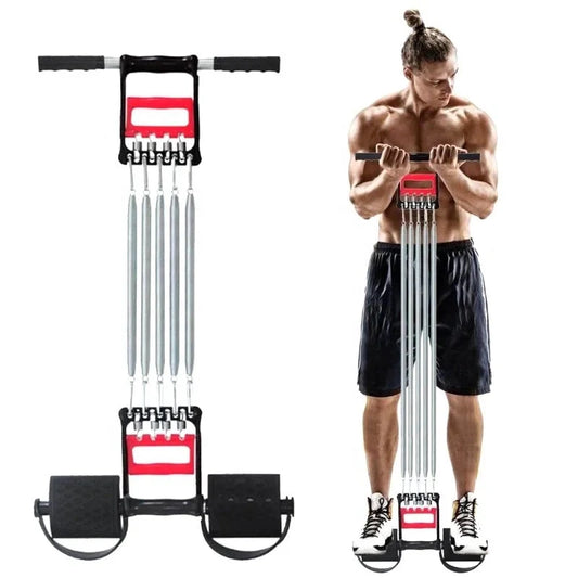 Appareil de fitness trois en un, extenseur de poitrine à ressort, rehausseur de force de préhension, pédale, corde de traction avec 5 ressorts métalliques